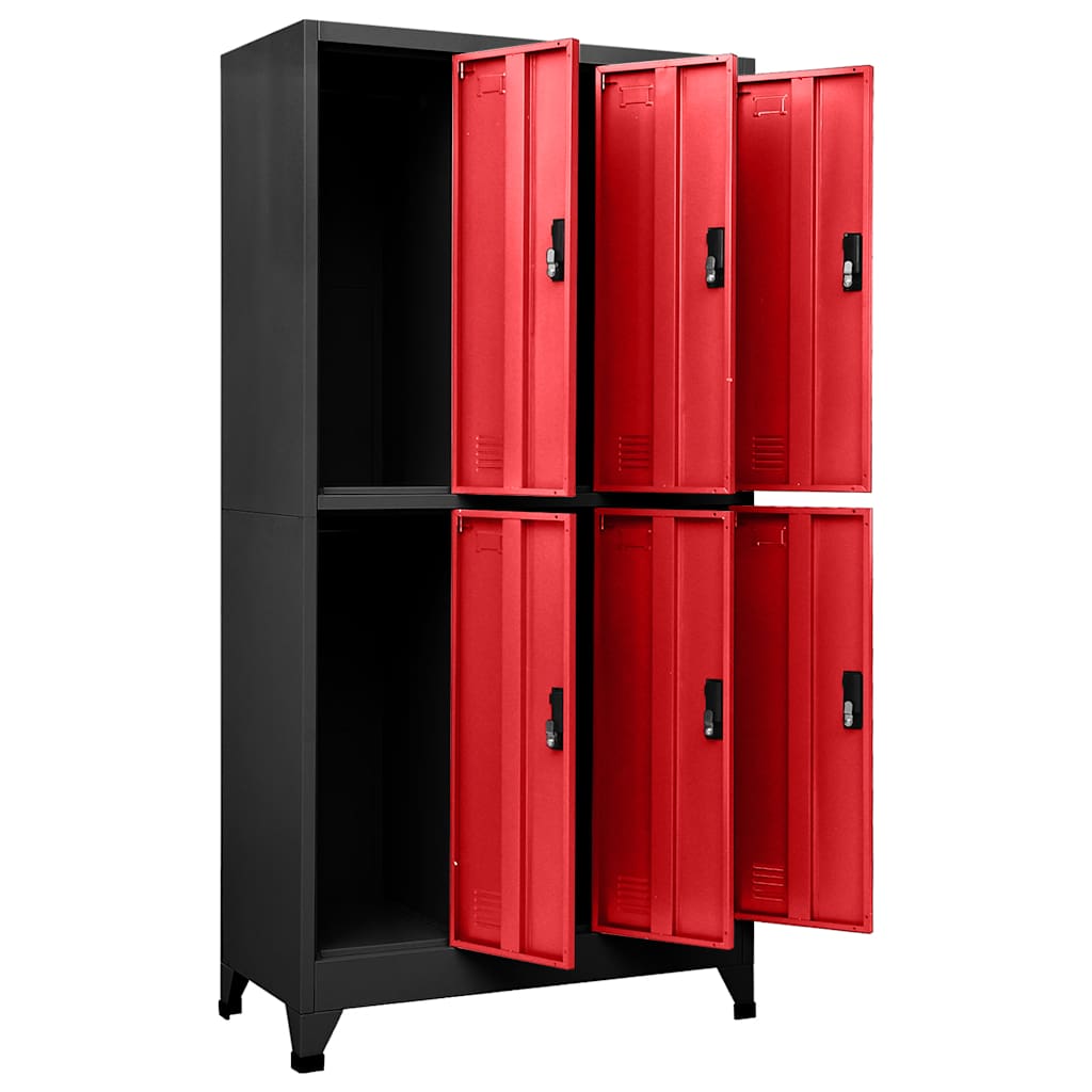 Schließfachschrank Anthrazit und Rot 90x45x180 cm Stahl