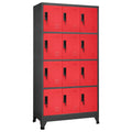 Schließfachschrank Anthrazit und Rot 90x45x180 cm Stahl