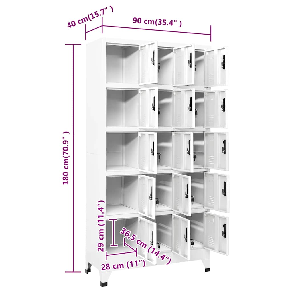 Schließfachschrank Weiß 90x40x180 cm Stahl