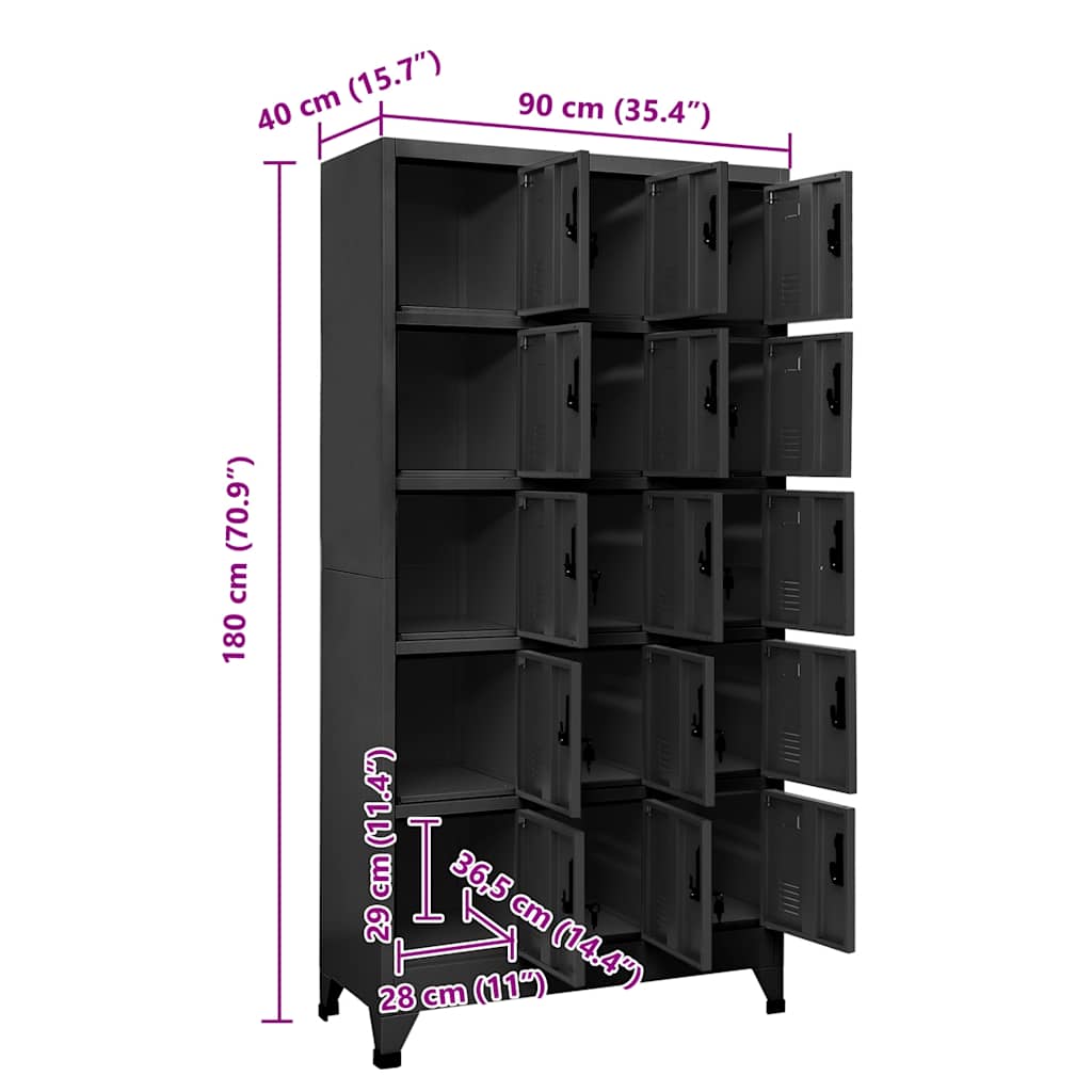 Schließfachschrank Anthrazit 90x40x180 cm Stahl