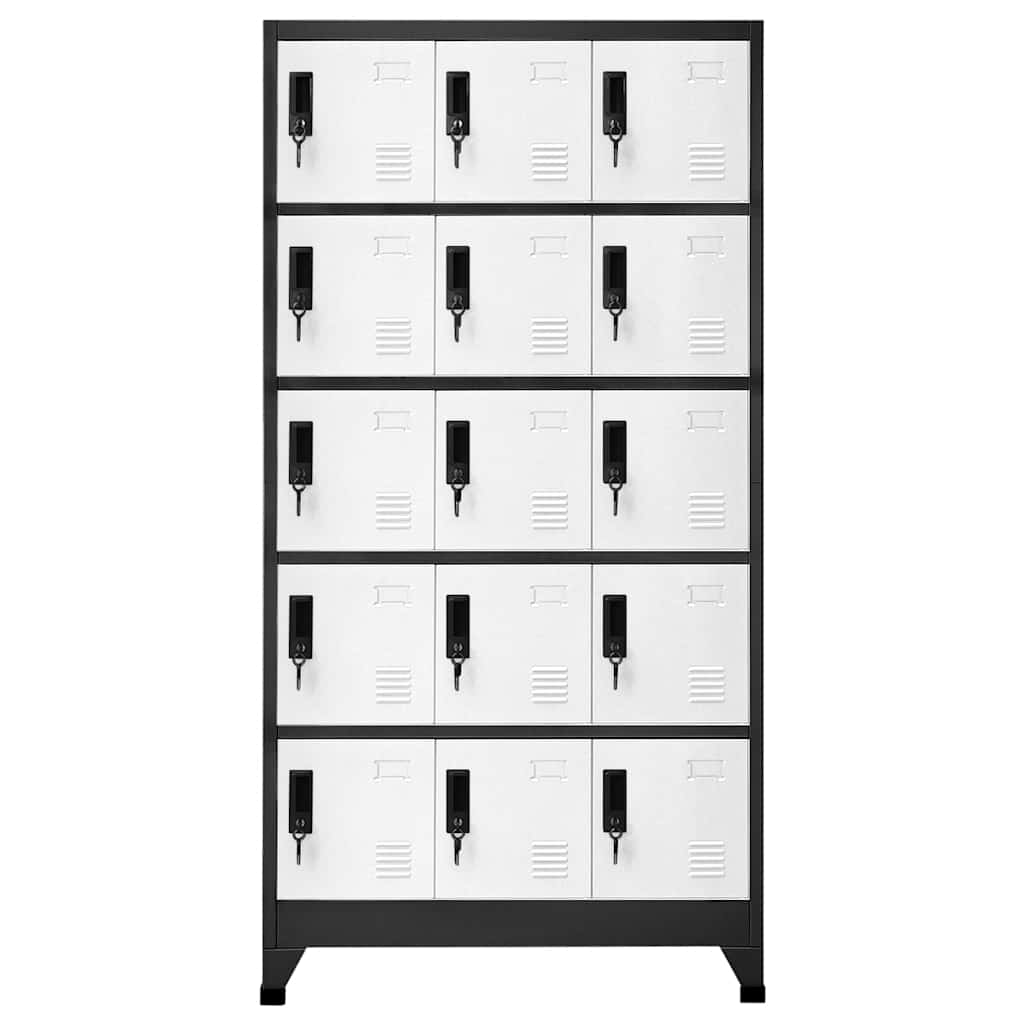 Schließfachschrank Anthrazit und Weiß 90x40x180 cm Stahl