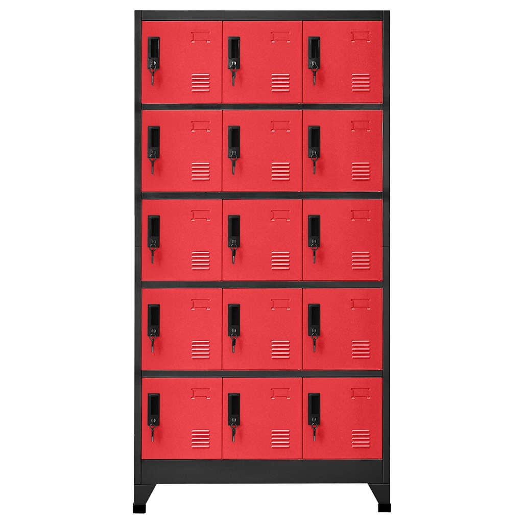 Schließfachschrank Anthrazit und Rot 90x40x180 cm Stahl
