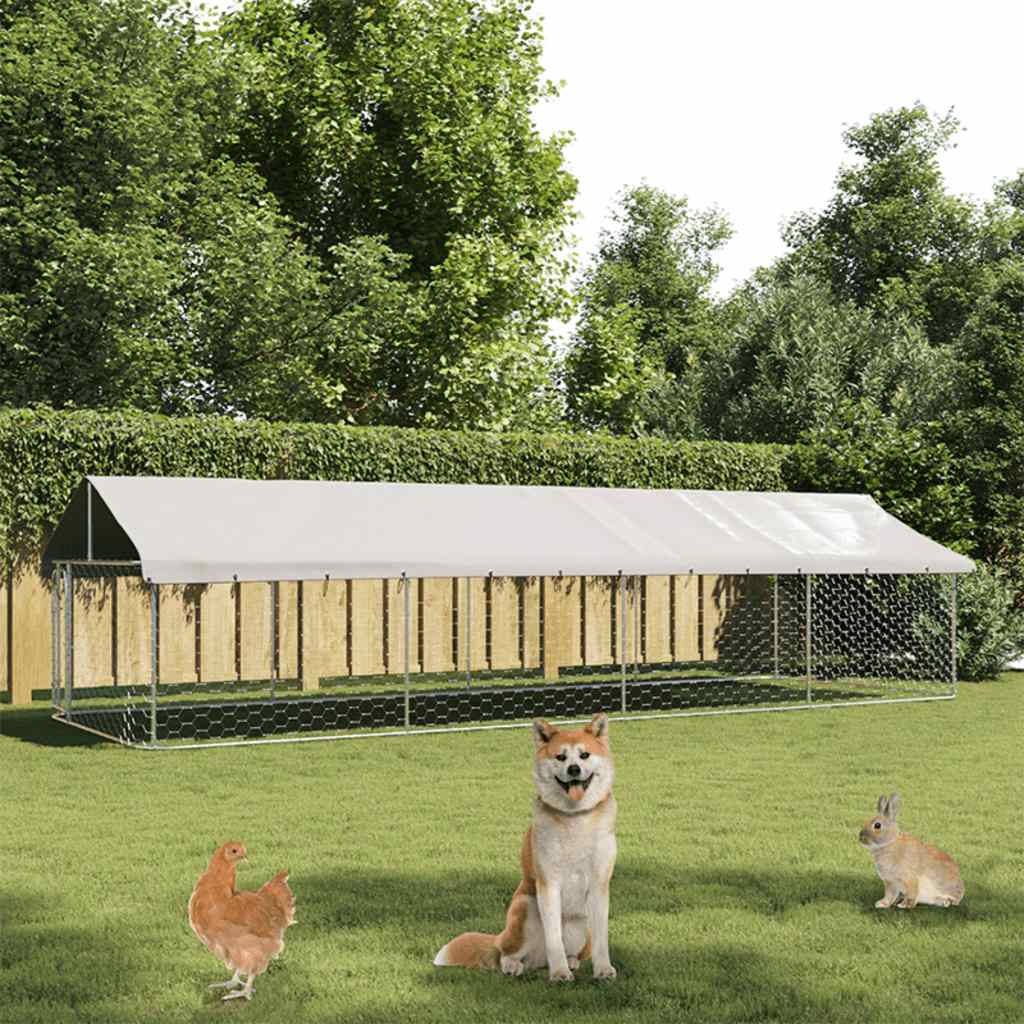 Outdoor-Hundezwinger mit Dach 600x200x150 cm