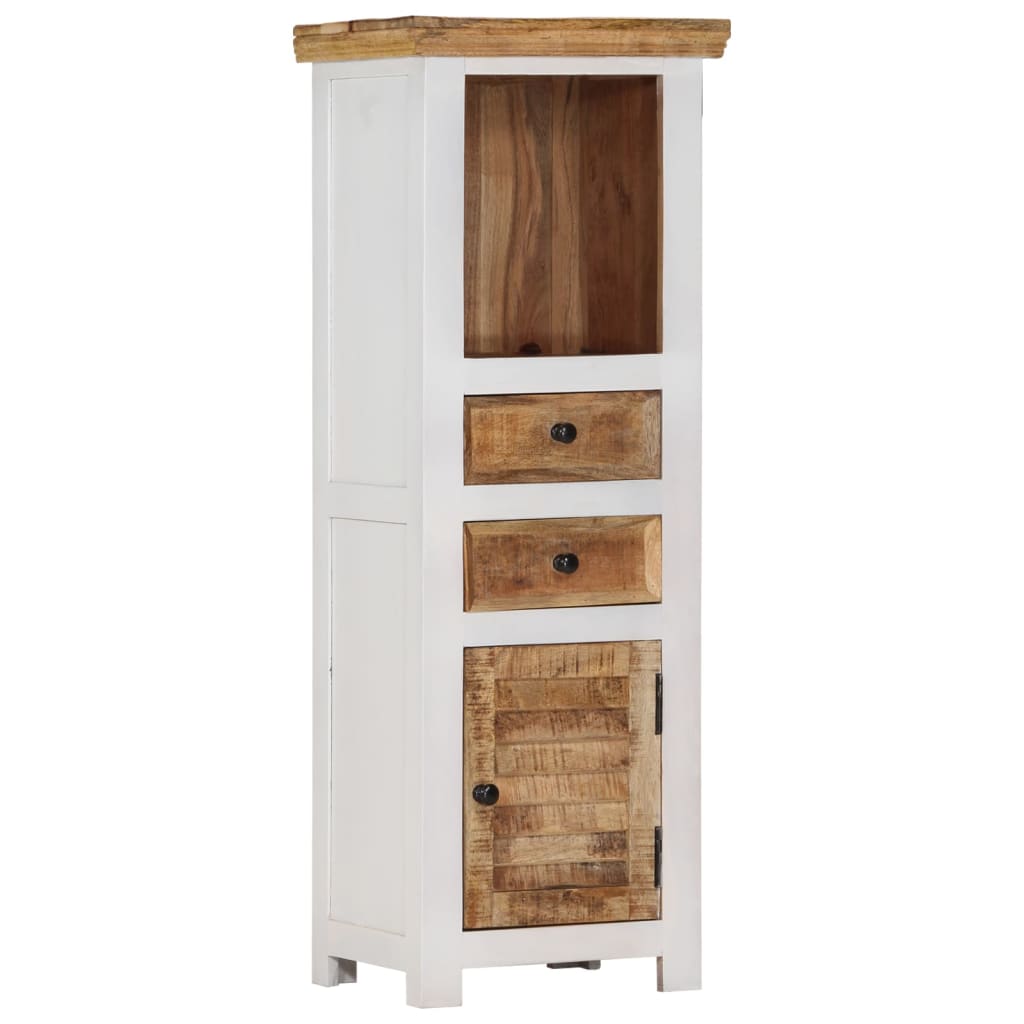 Highboard Braun & Weiß 40x30x110 cm Massivholz Mango und Akazie