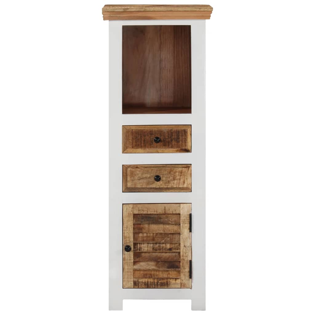 Highboard Braun & Weiß 40x30x110 cm Massivholz Mango und Akazie