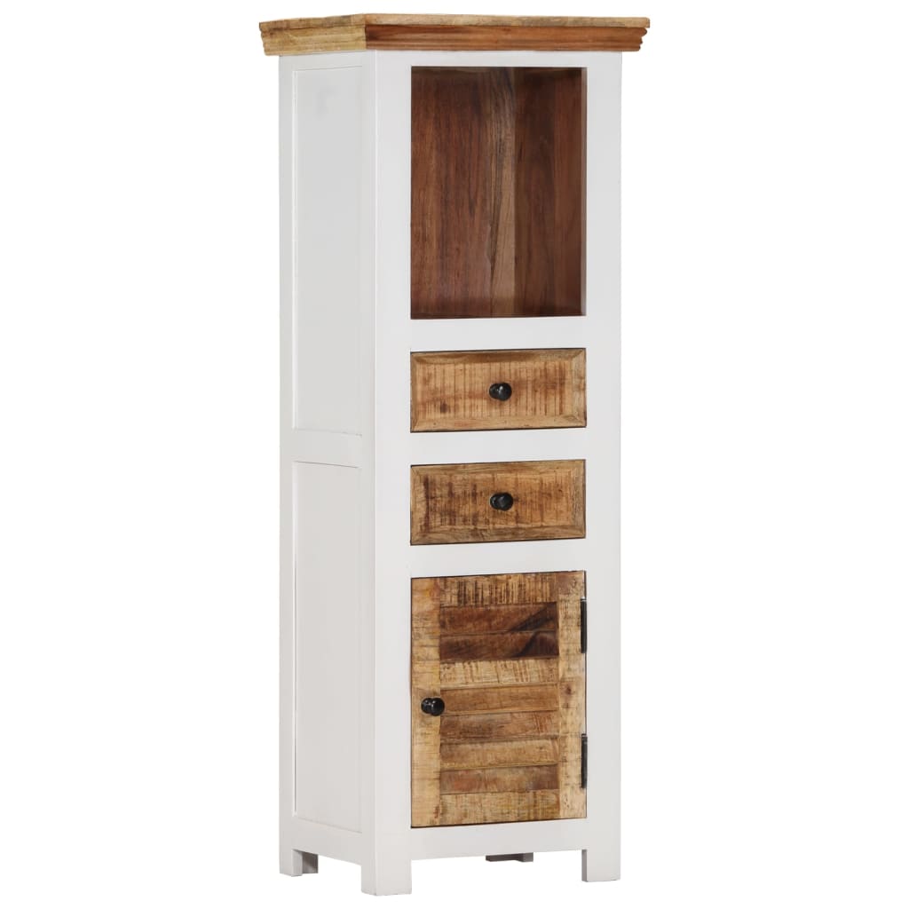 Highboard Braun & Weiß 40x30x110 cm Massivholz Mango und Akazie