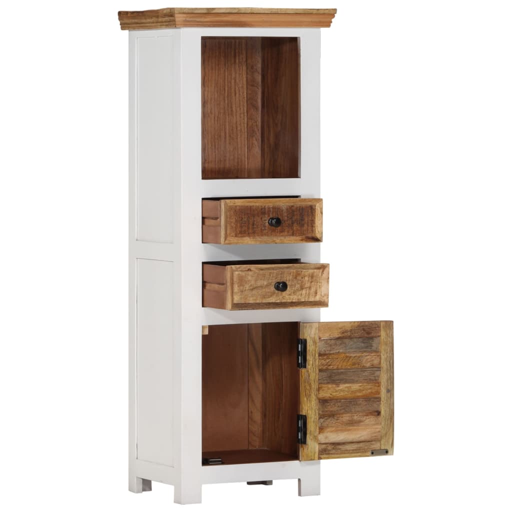 Highboard Braun & Weiß 40x30x110 cm Massivholz Mango und Akazie