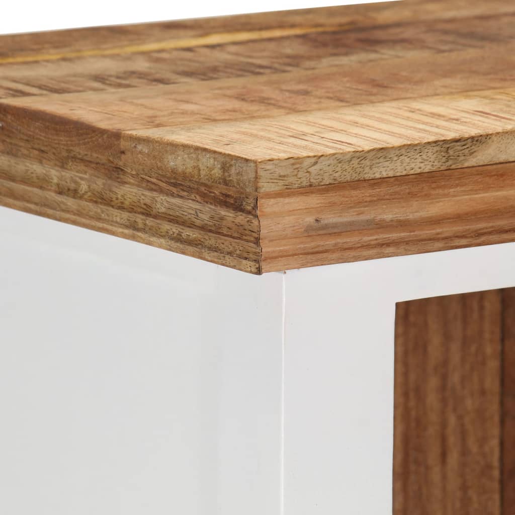 Highboard Braun & Weiß 40x30x110 cm Massivholz Mango und Akazie