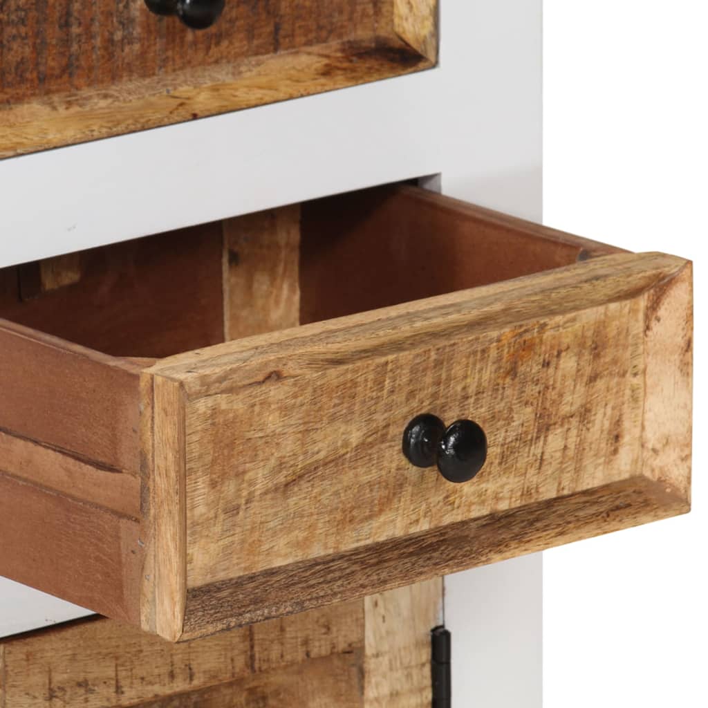 Highboard Braun & Weiß 40x30x110 cm Massivholz Mango und Akazie