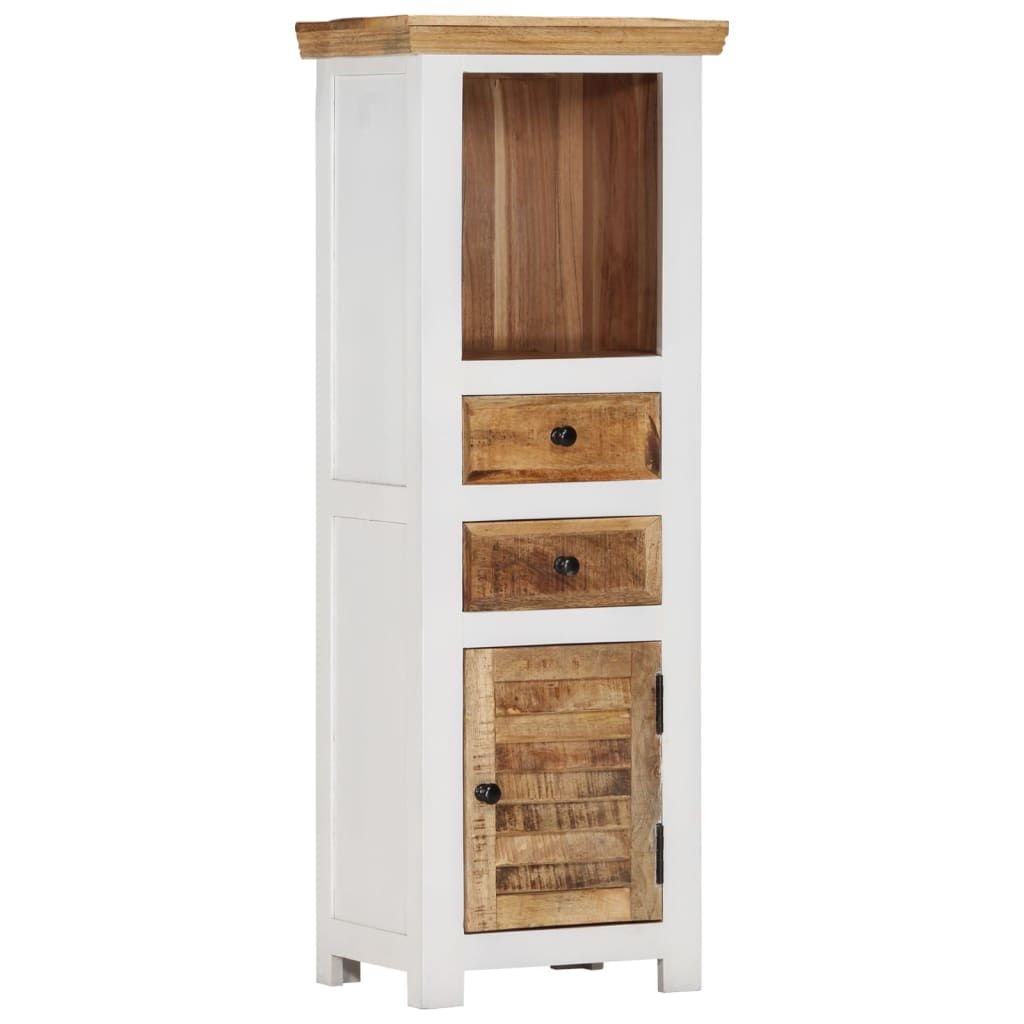 Highboard Braun & Weiß 40x30x110 cm Massivholz Mango und Akazie