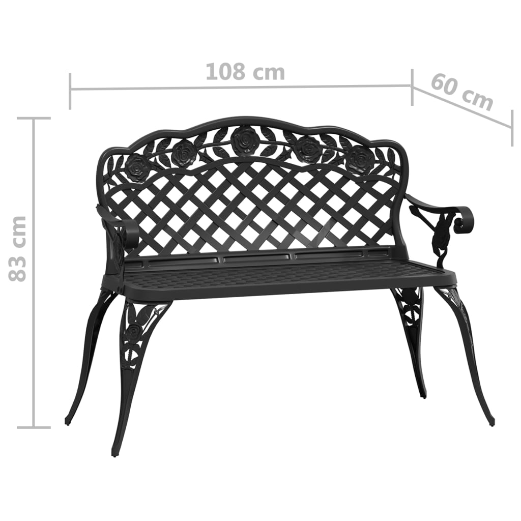 Gartenbank 108 cm Aluminiumguss Schwarz