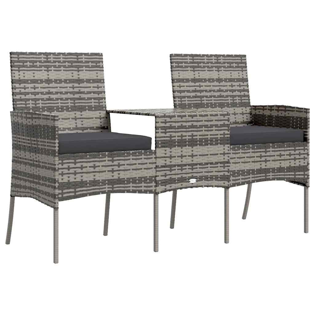 2-Sitzer-Gartensofa mit Teetisch Poly Rattan Anthrazit