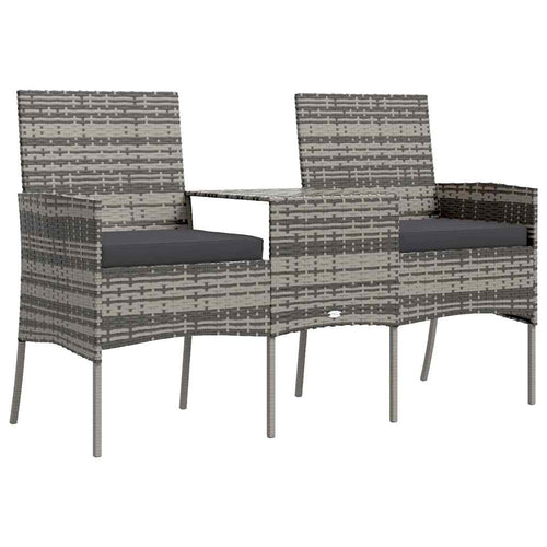 2-Sitzer-Gartensofa mit Teetisch Poly Rattan Anthrazit