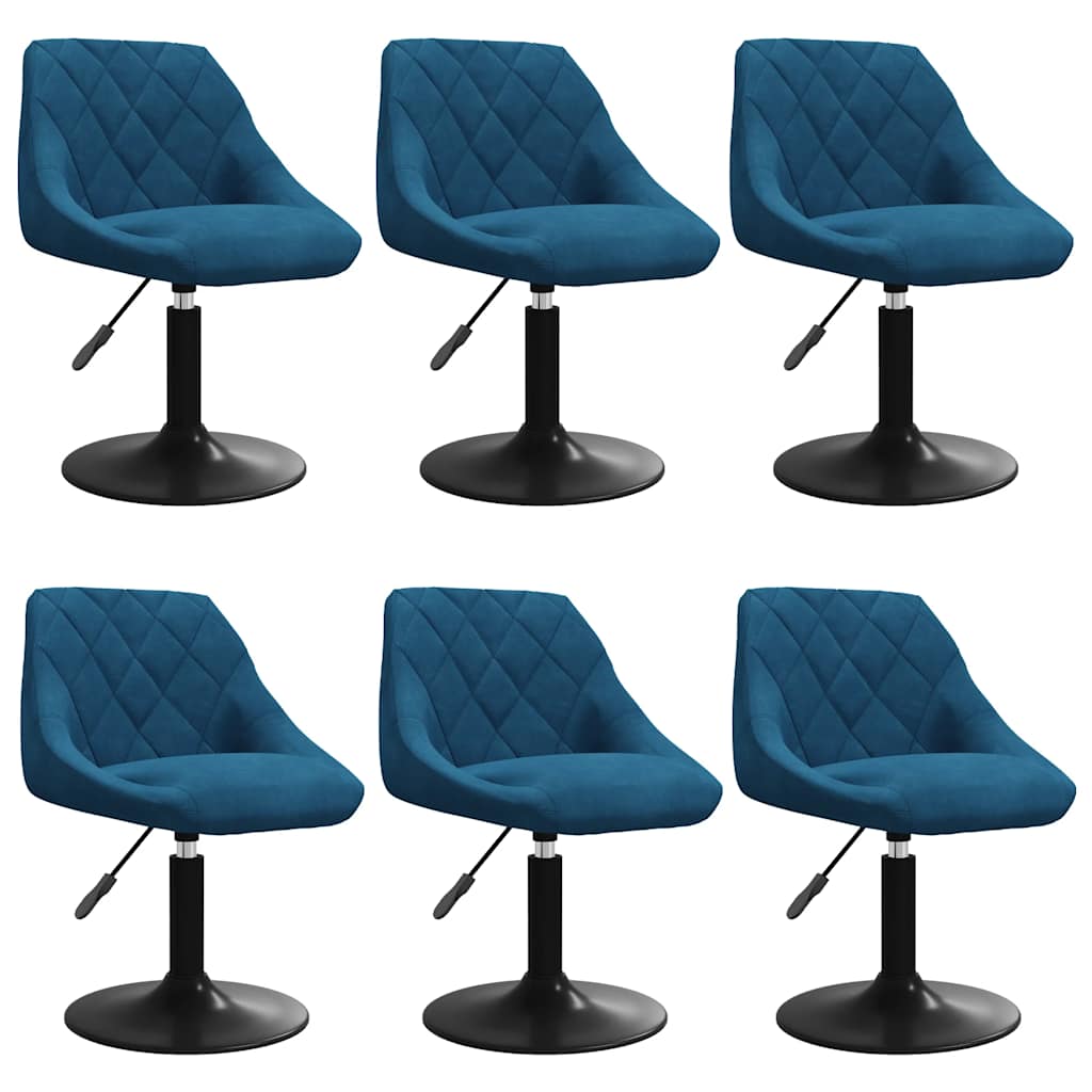 Esszimmerstühle 6 Stk. Drehbar Blau Samt