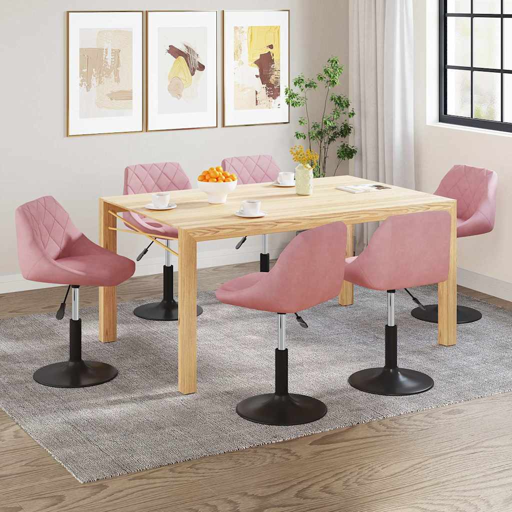 Esszimmerstühle 6 Stk. Drehbar Rosa Samt