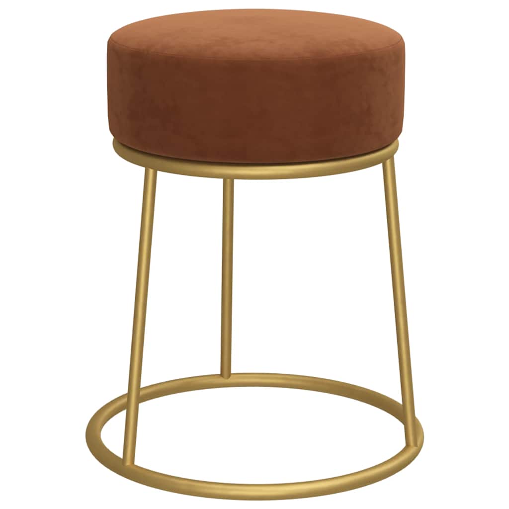 Runder Hocker Braun Samt