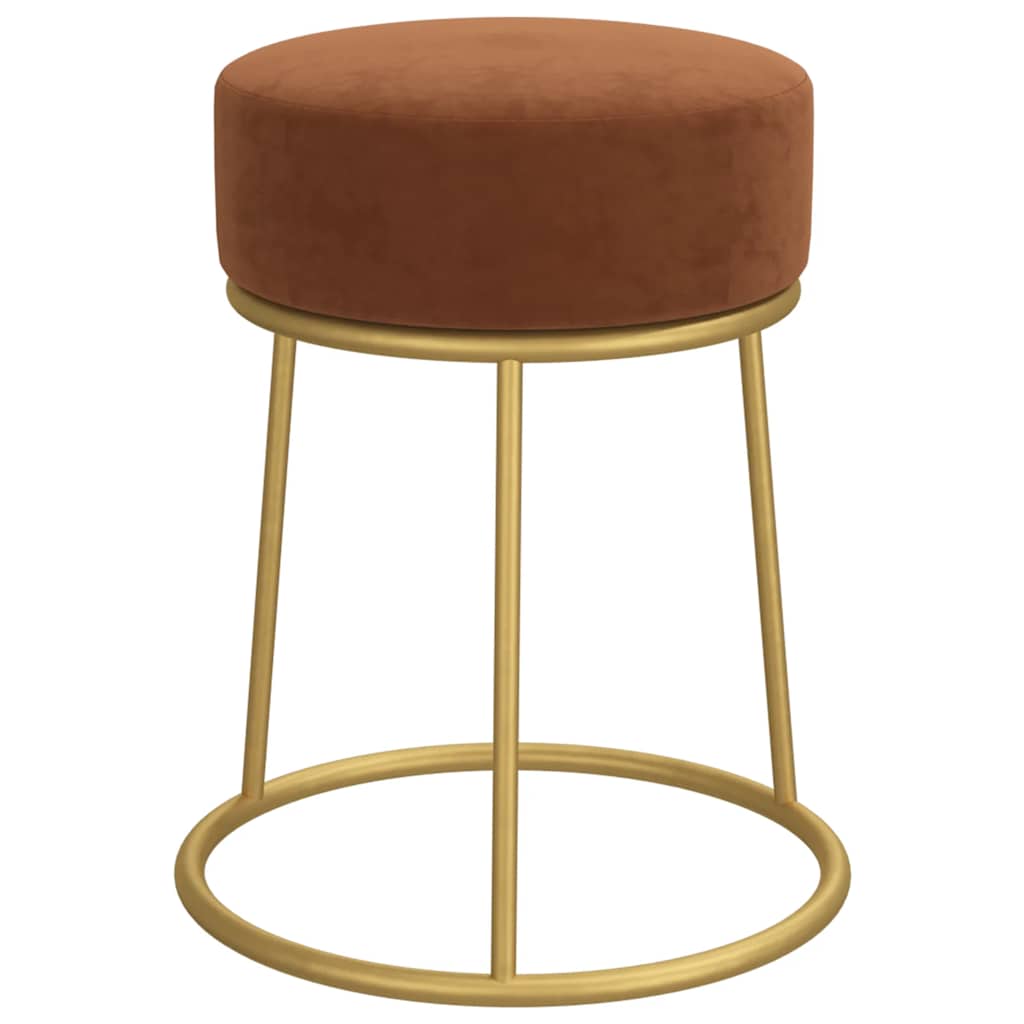 Runder Hocker Braun Samt