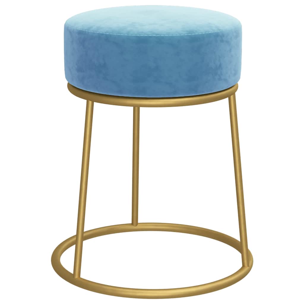 Runder Hocker Hellblau Samt