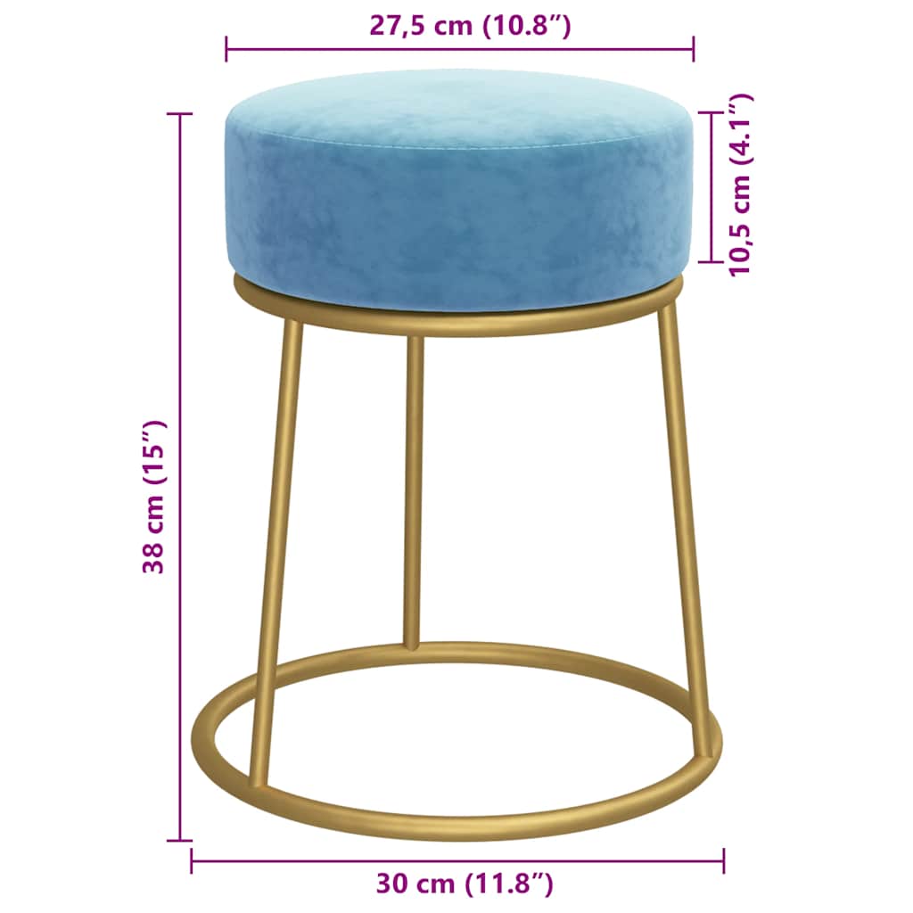 Runder Hocker Hellblau Samt