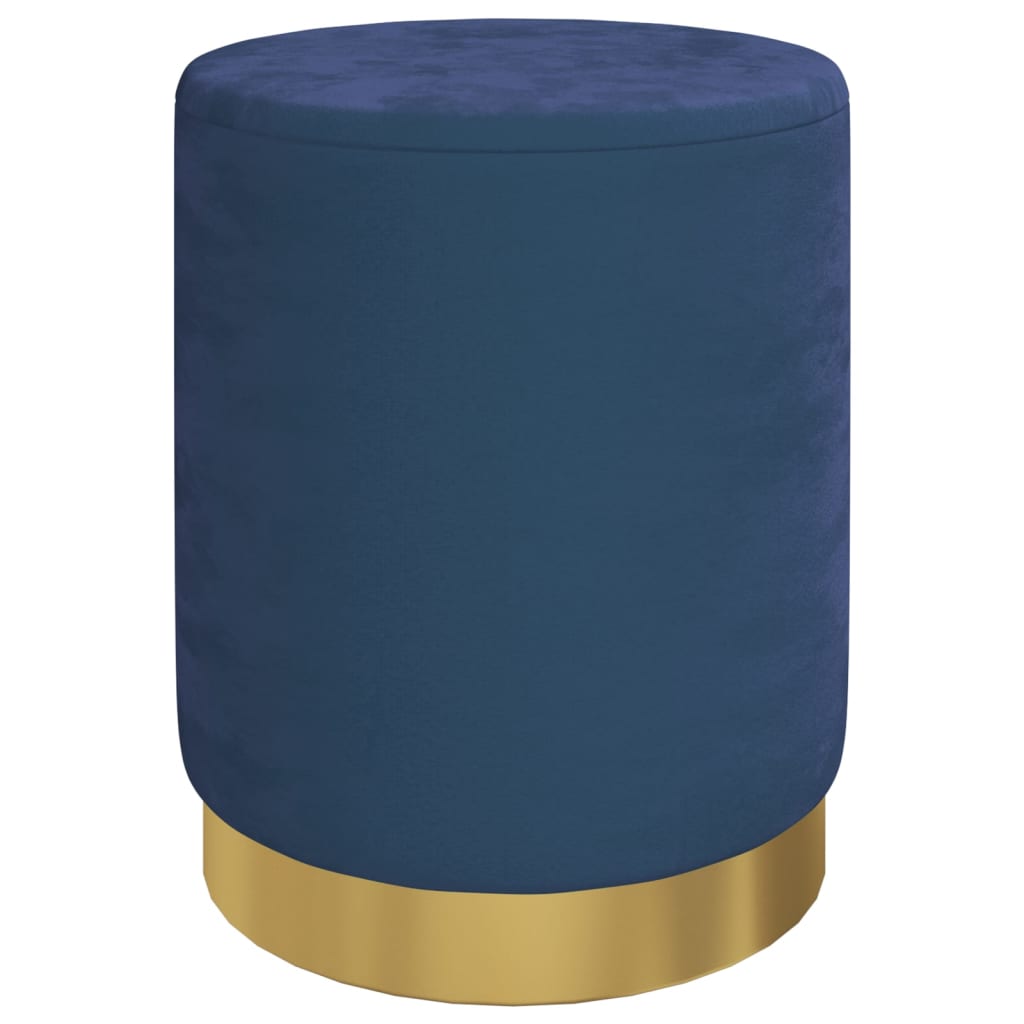 Runder Aufbewahrungshocker Blau Samt 31 x 37 cm