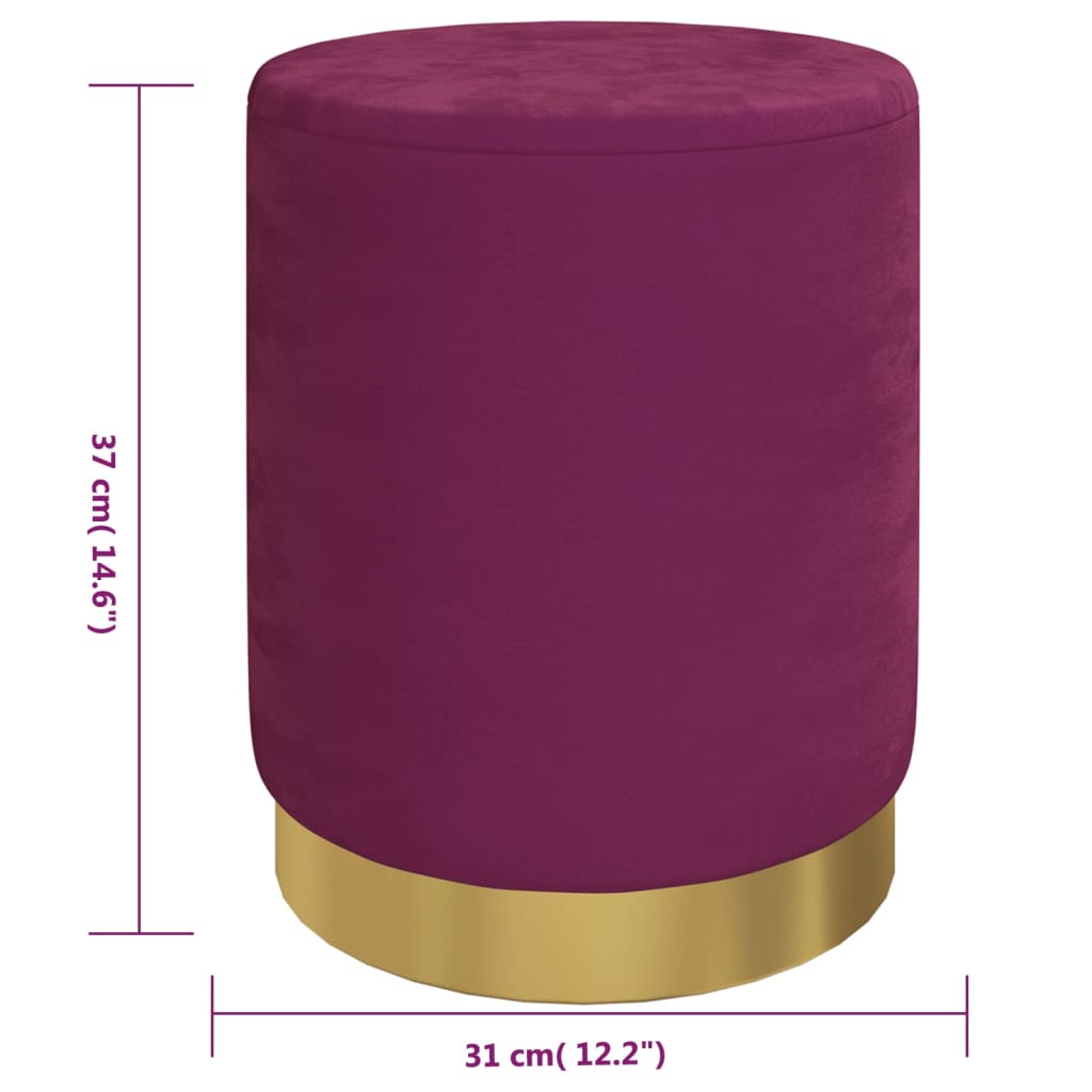 Runder Aufbewahrungshocker Violett Samt 31 x 37 cm