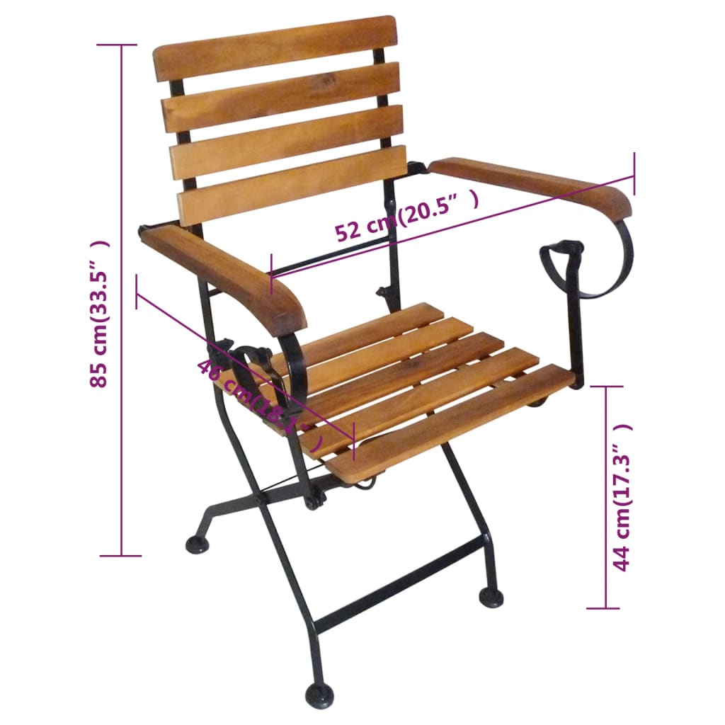 Klappbare Gartenstühle 4 Stk. Stahl und Massivholz Akazie