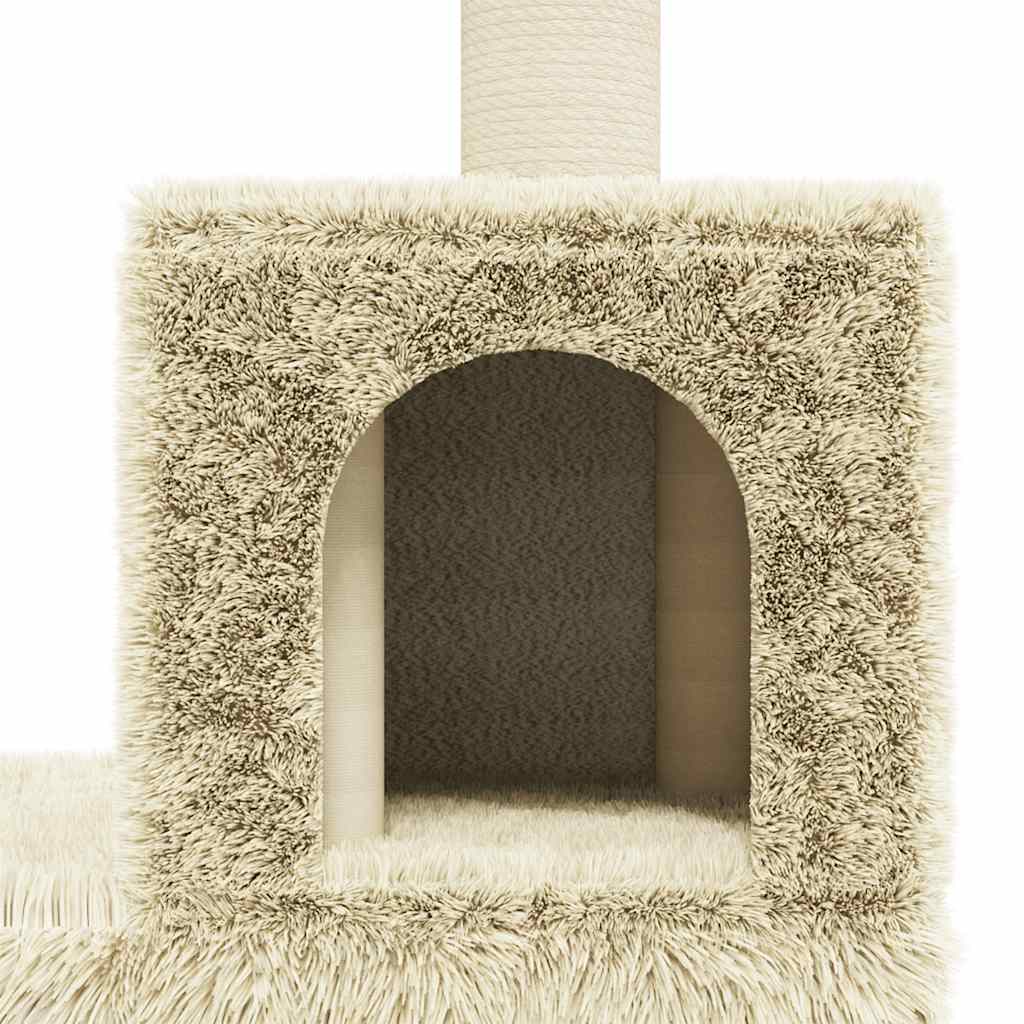 Kratzbaum mit Sisal-Kratzsäulen Creme 188 cm