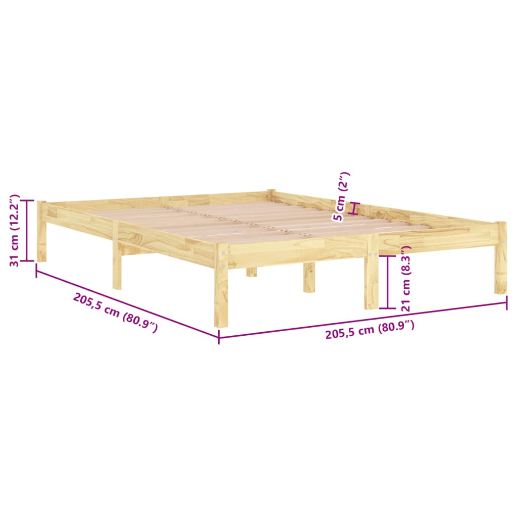 Massivholzbett Kiefernholz 200x200 cm