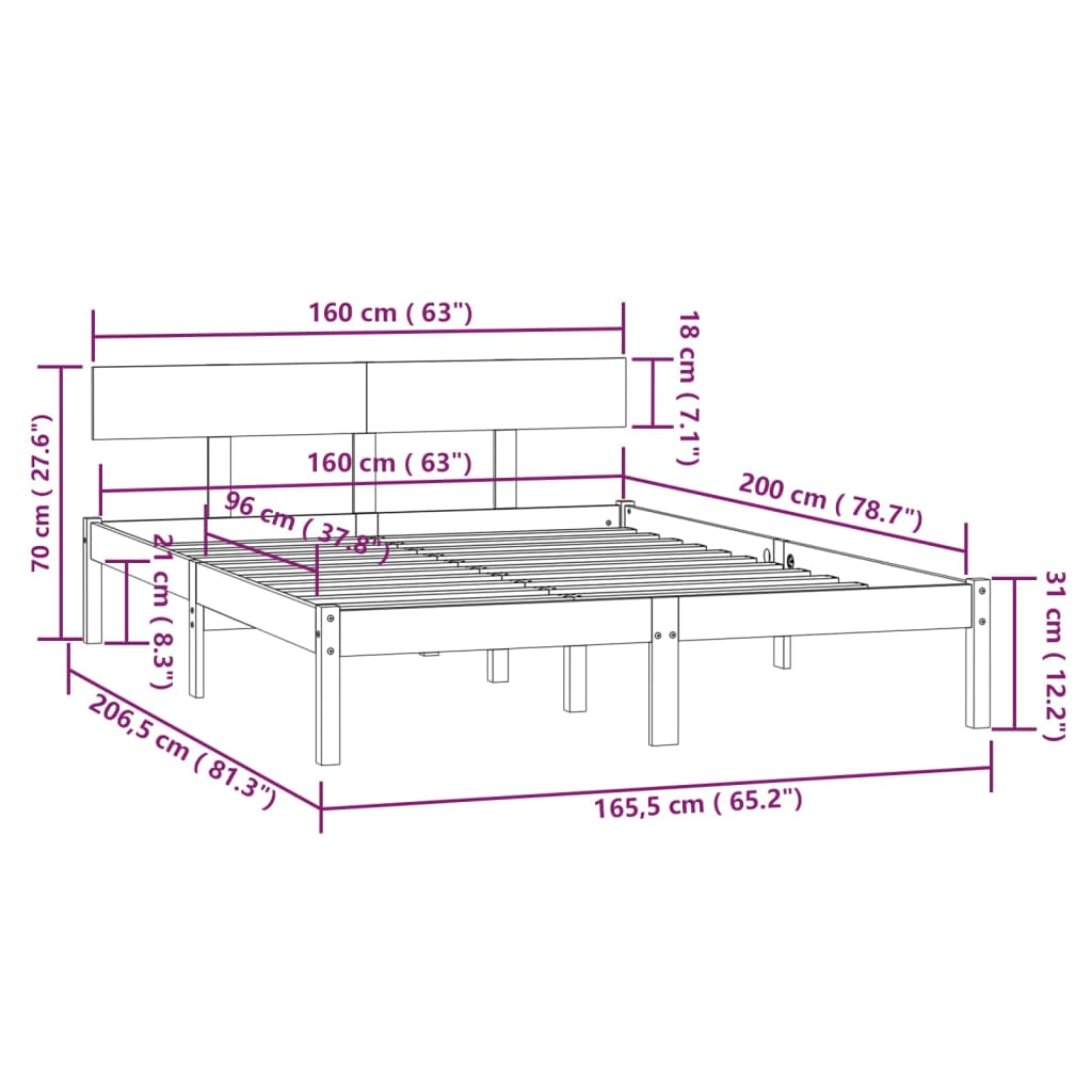 Massivholzbett ohne Matratze 160x200 cm