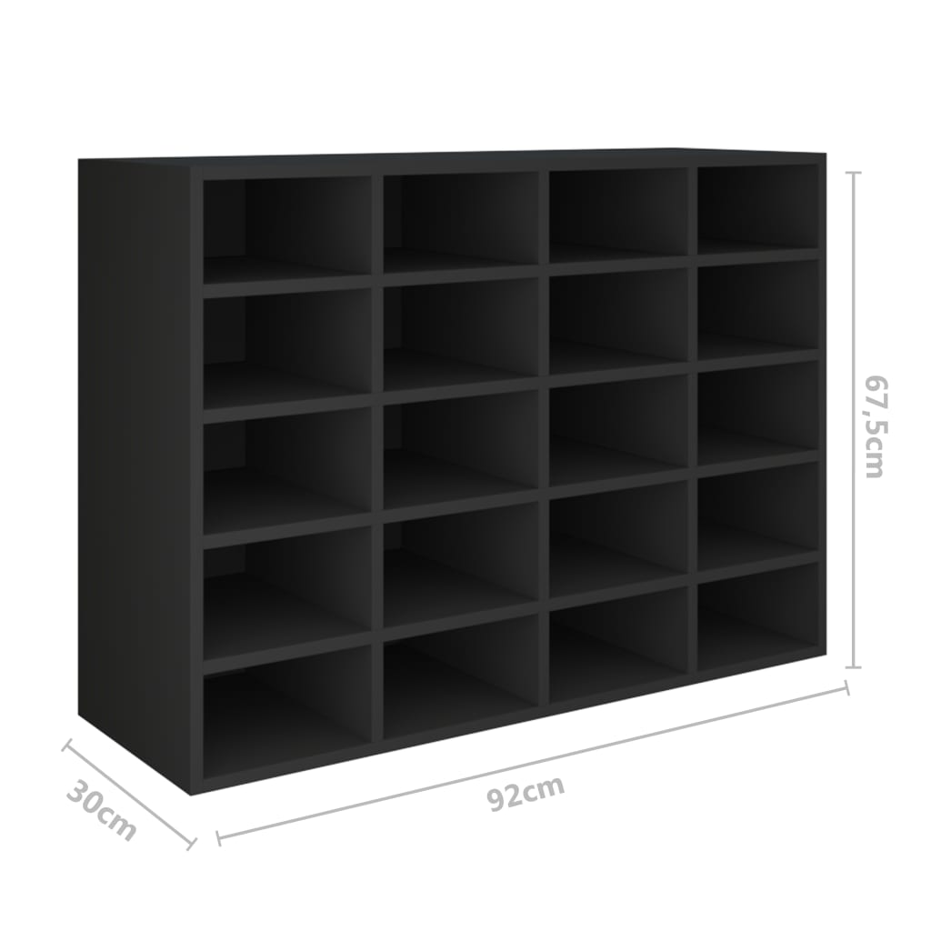 Schuhregal Holzwerkstoff 92x30x67,5 cm Schwarz