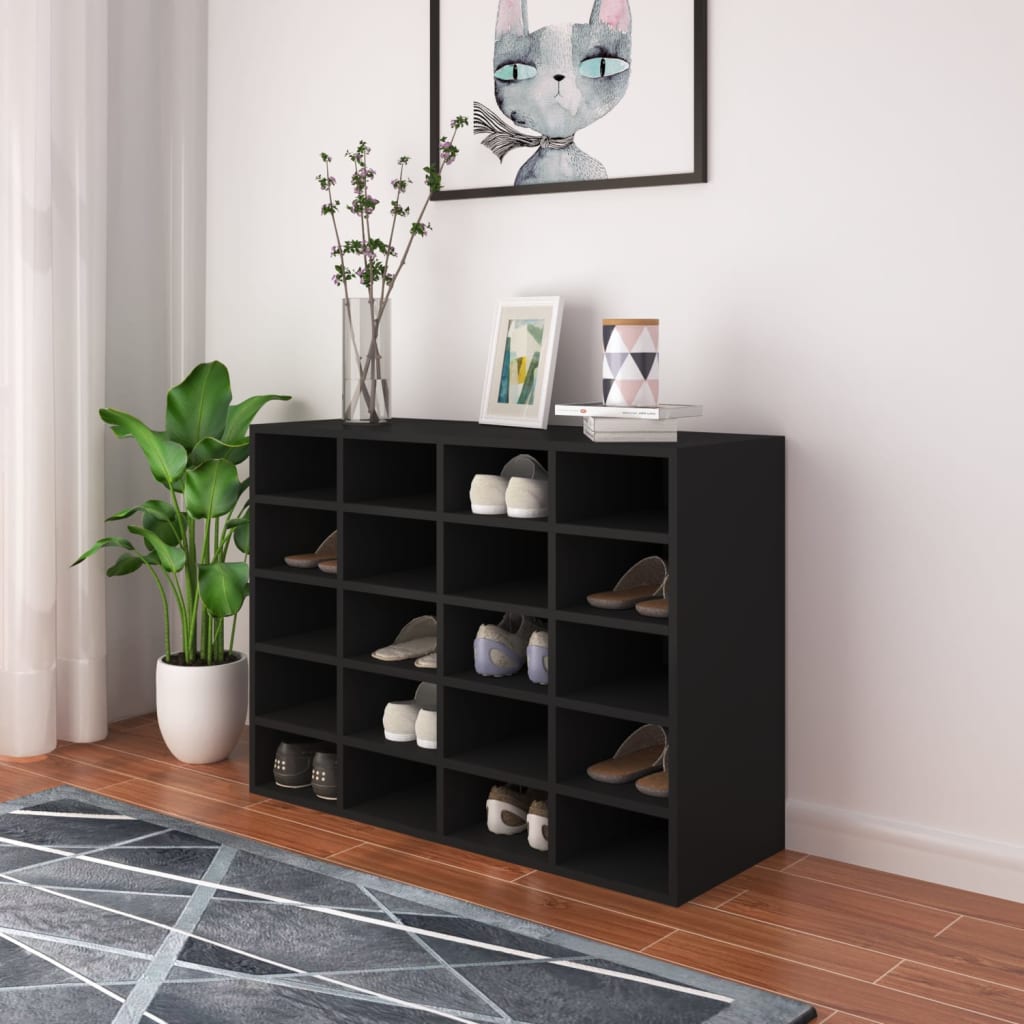 Schuhregal Holzwerkstoff 92x30x67,5 cm Schwarz