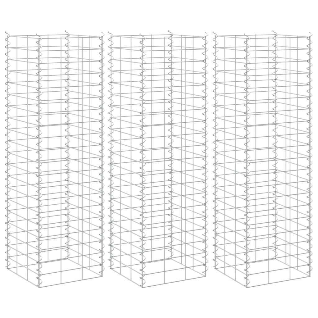 Gabionen-Hochbeete 3 Stk. 30x30x100 cm Eisen