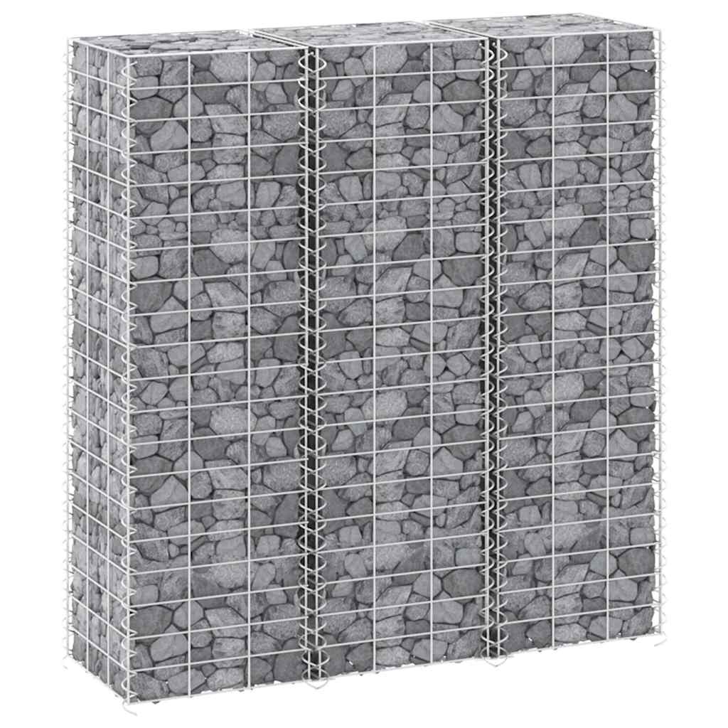 Gabionen-Hochbeete 3 Stk. 30x30x100 cm Eisen