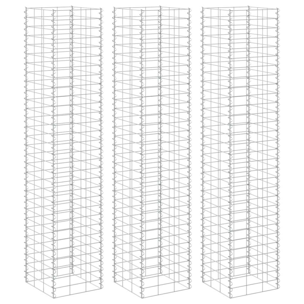 Gabionen-Hochbeete 3 Stk. 30x30x200 cm Eisen