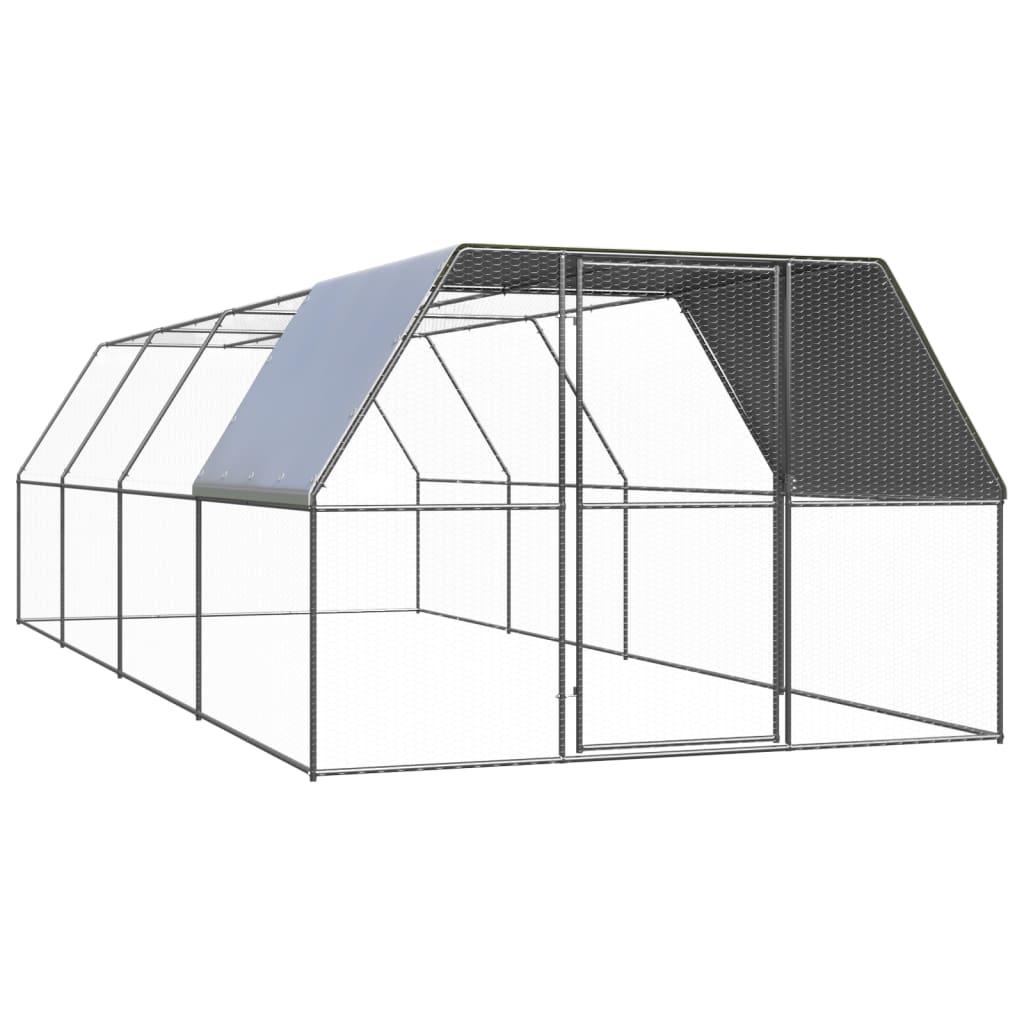 Outdoor-Hühnerkäfig 3x8x2 m Verzinkter Stahl