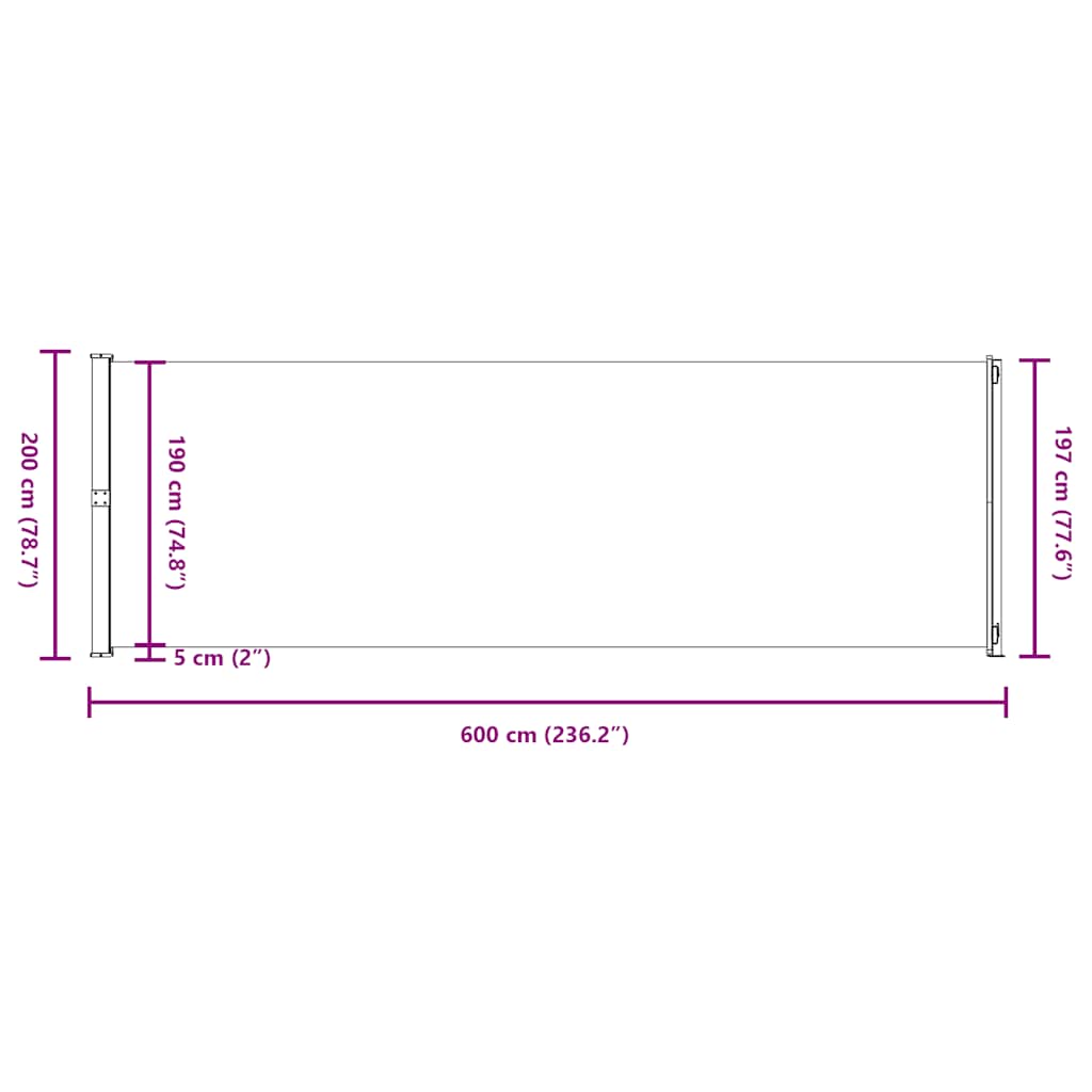 Seitenmarkise Ausziehbar 200x600 cm Blau