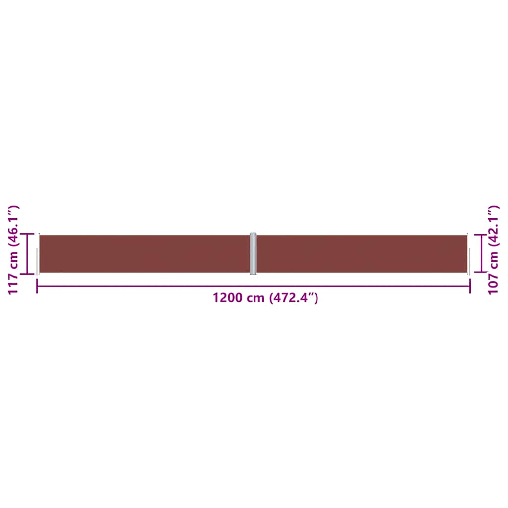 Seitenmarkise Ausziehbar Braun 117x1200 cm