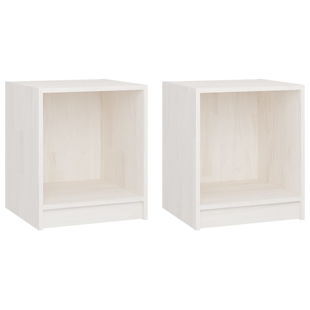 Nachttische 2 Stk. Weiß 35,5x33,5x41,5 cm Massivholz Kiefer