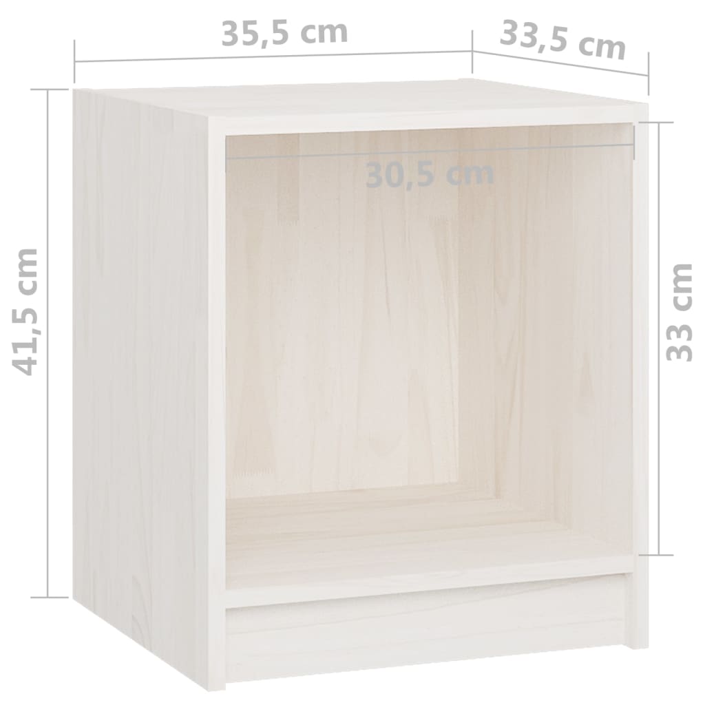 Nachttische 2 Stk. Weiß 35,5x33,5x41,5 cm Massivholz Kiefer