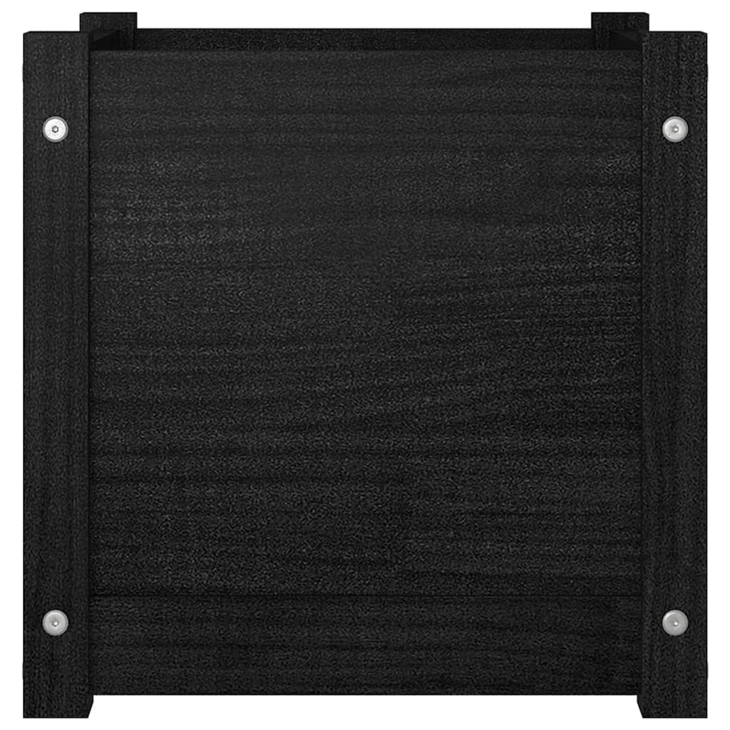 Pflanzkübel 2 Stk. Schwarz 40x40x40 cm Massivholz Kiefer