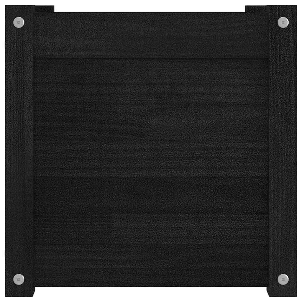 Pflanzkübel 2 Stk. Schwarz 40x40x40 cm Massivholz Kiefer