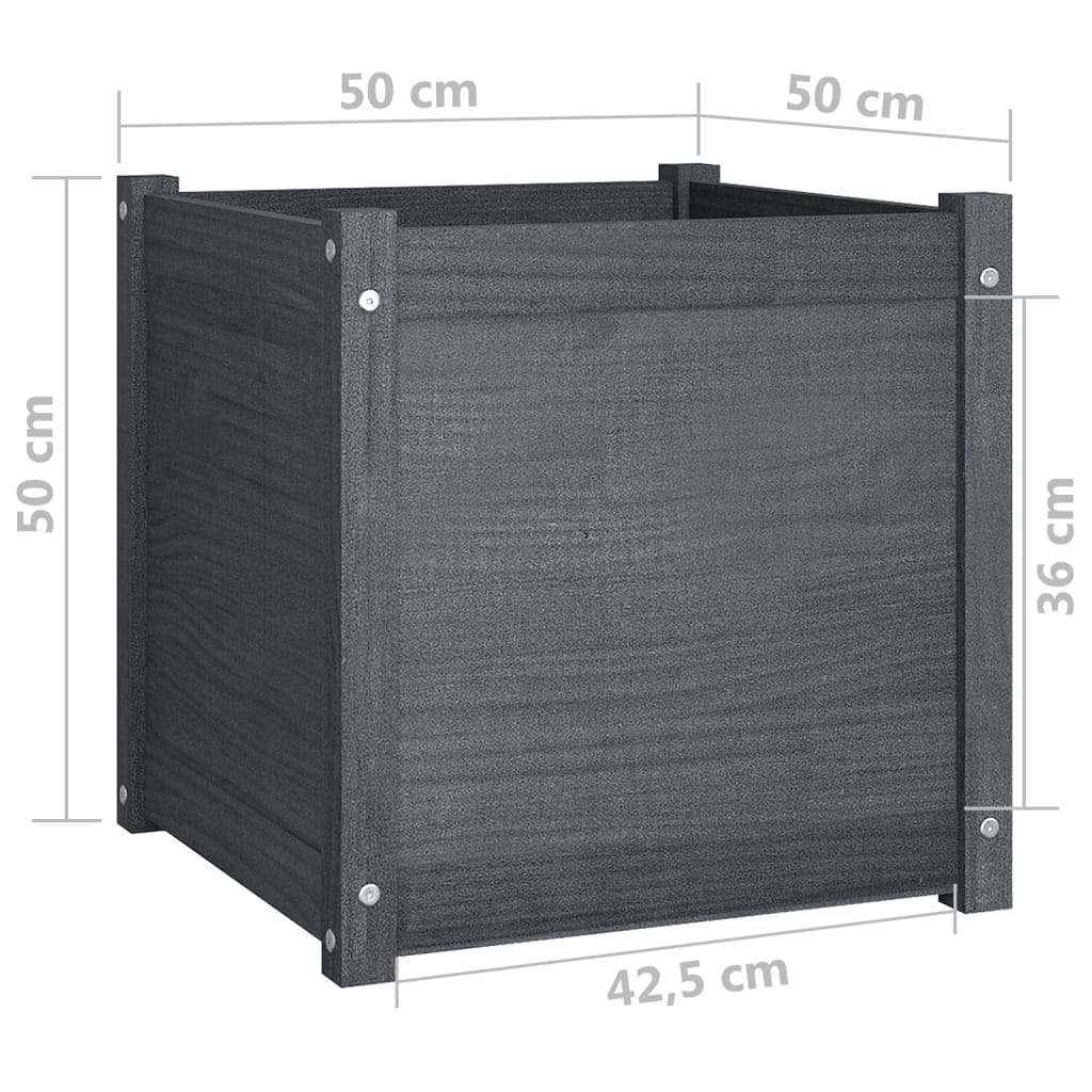 Pflanzkübel 2 Stk. Grau 50x50x50 cm Massivholz Kiefer