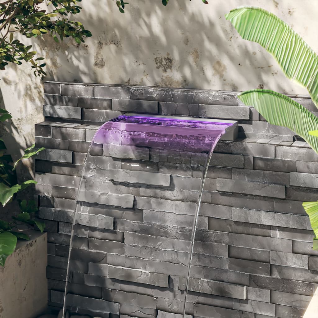 Wasserfall-Element mit RGB LEDs Edelstahl 60 cm