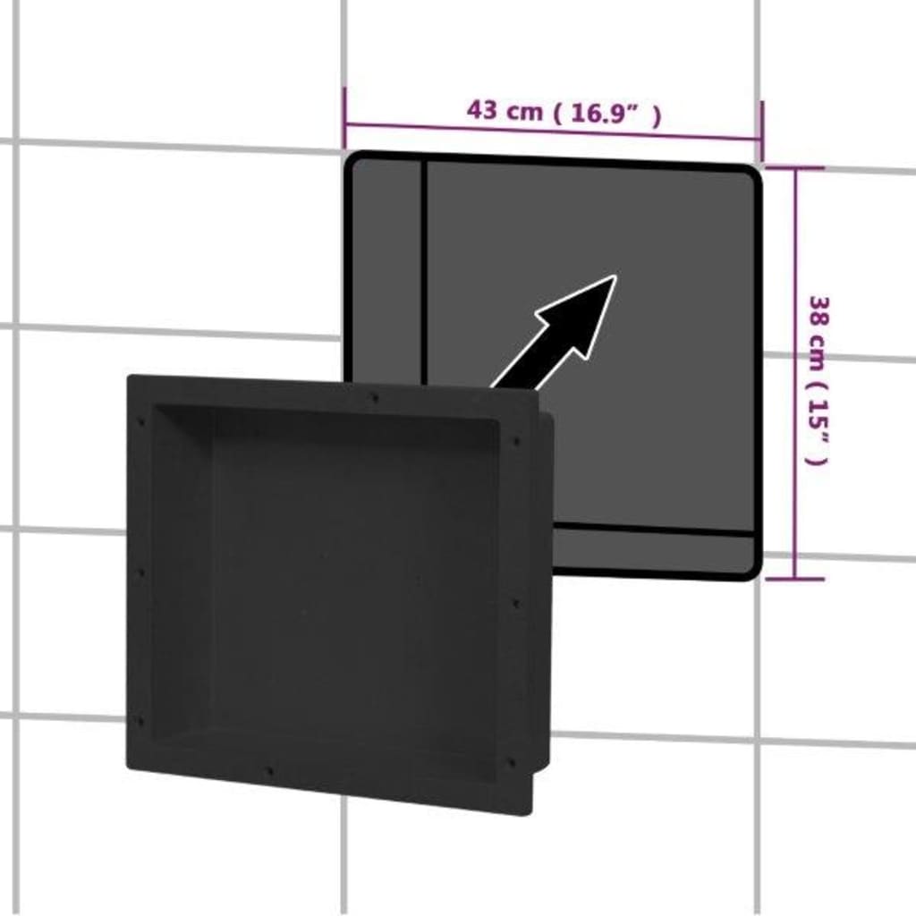 Duschnische Mattschwarz 41x36x10 cm