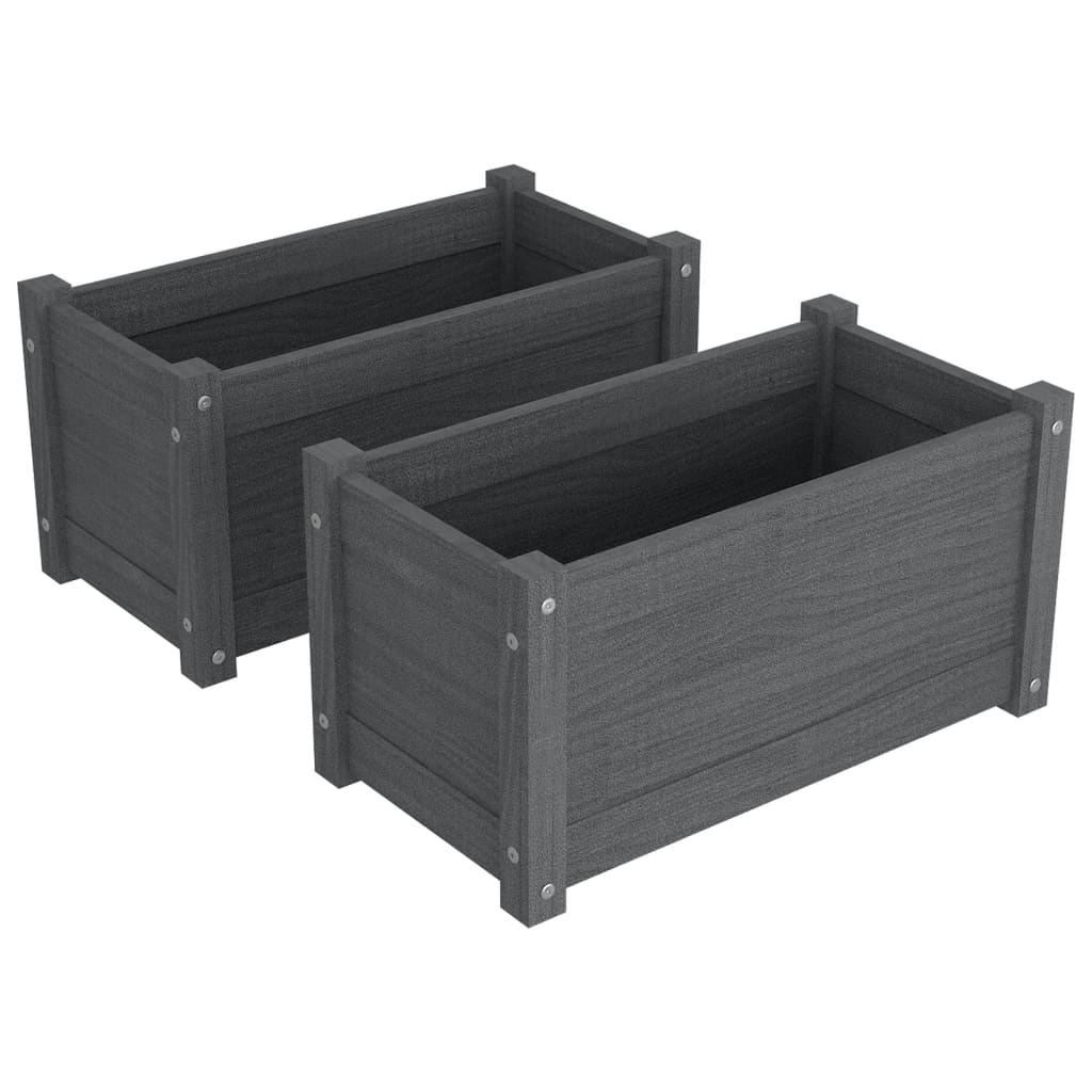 Pflanzkübel 2 Stk. Grau 60x31x31 cm Massivholz Kiefer