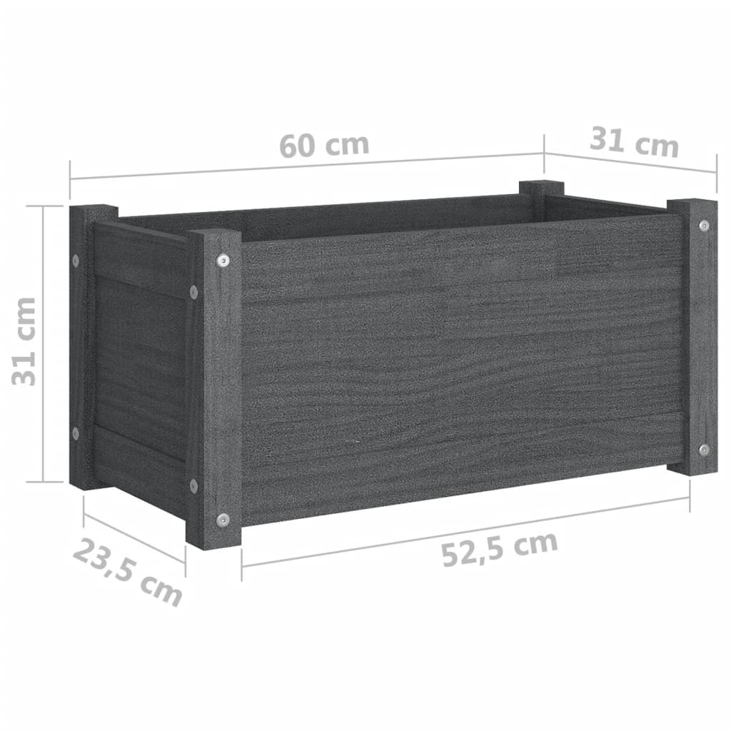 Pflanzkübel 2 Stk. Grau 60x31x31 cm Massivholz Kiefer