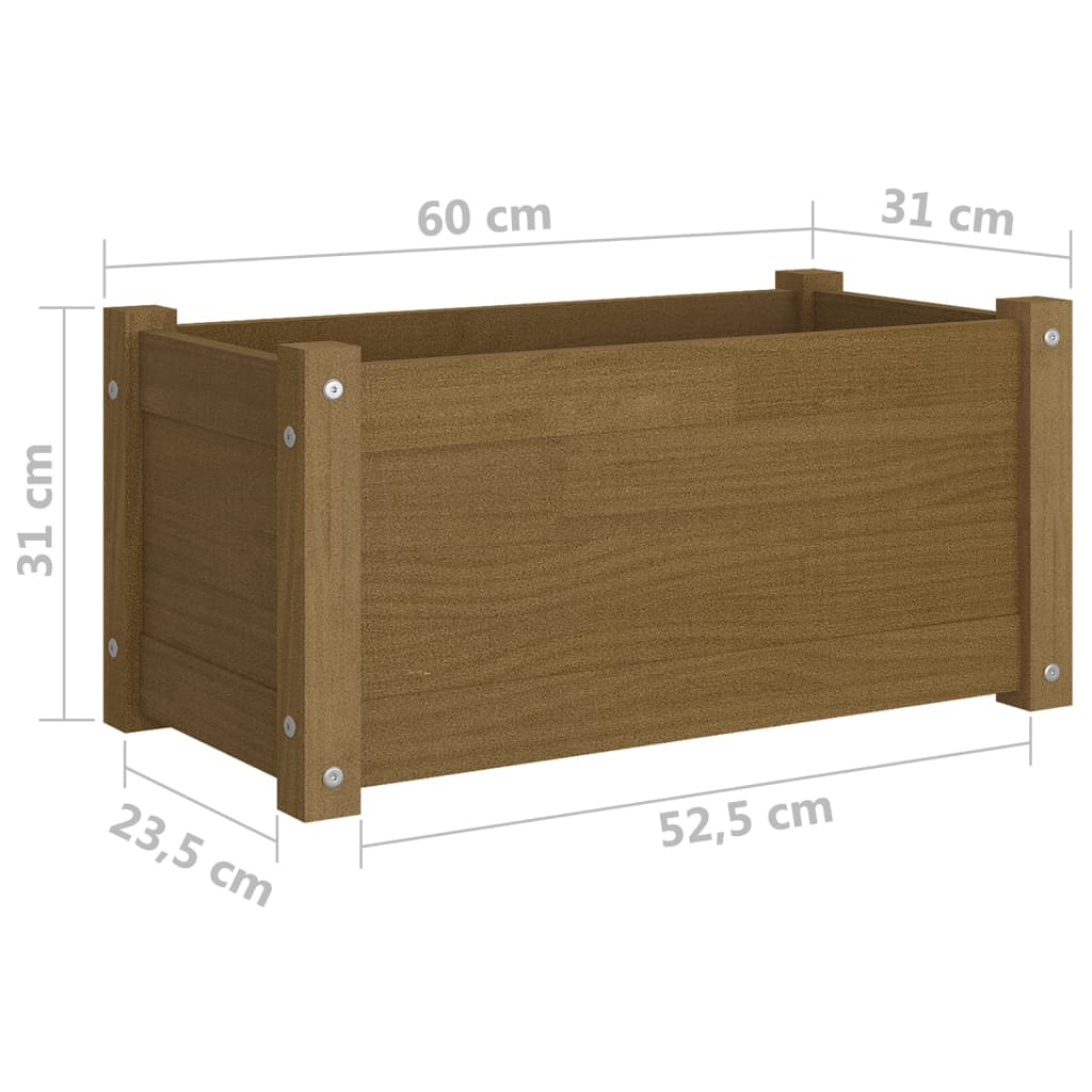 Pflanzkübel 2 Stk. Honigbraun 60x31x31 cm Massivholz Kiefer