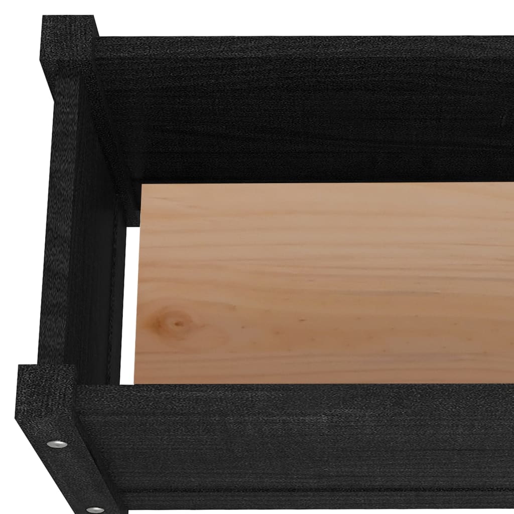Pflanzkübel Schwarz 60x31x31 cm Massivholz Kiefer