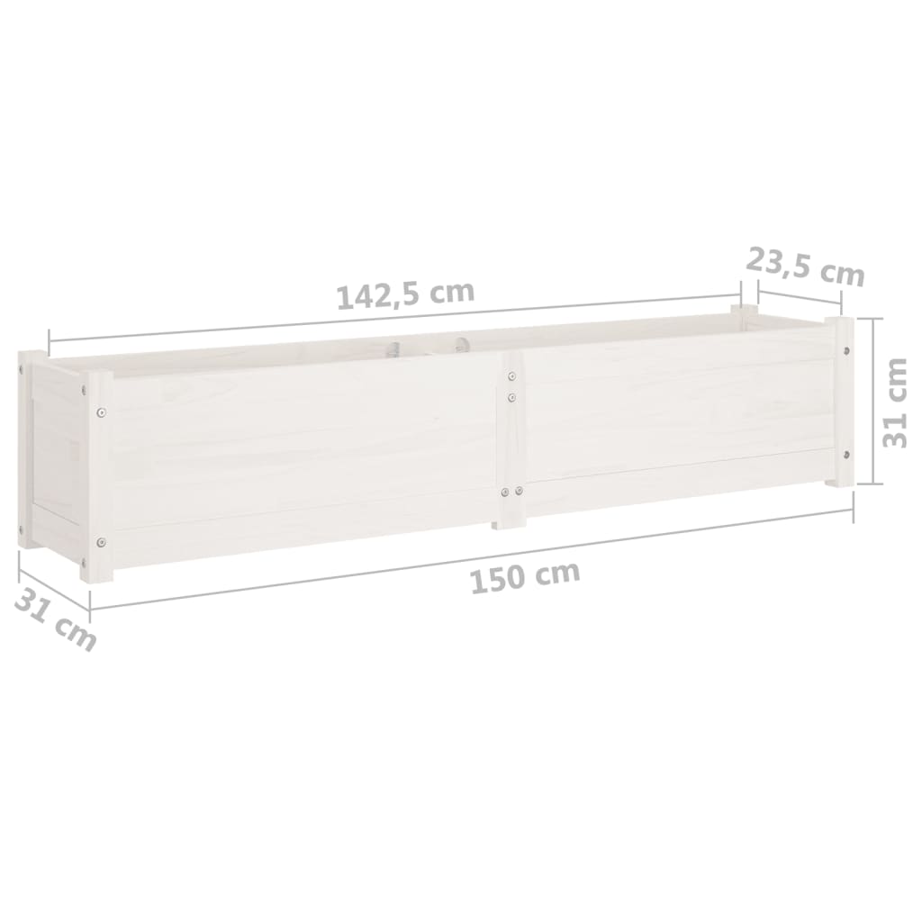 Garten-Hochbeete 2 Stk. Weiß 150x31x31 cm Massivholz Kiefer