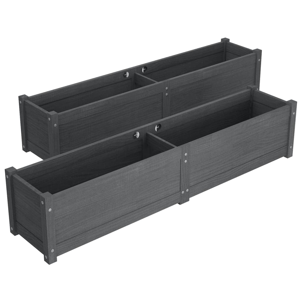 Garten-Hochbeete 2 Stk. Grau 150x31x31 cm Massivholz Kiefer
